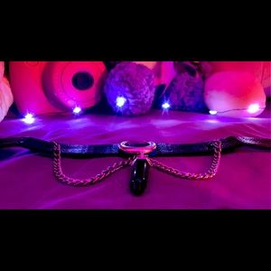 Black Choker With Crystal & Moon